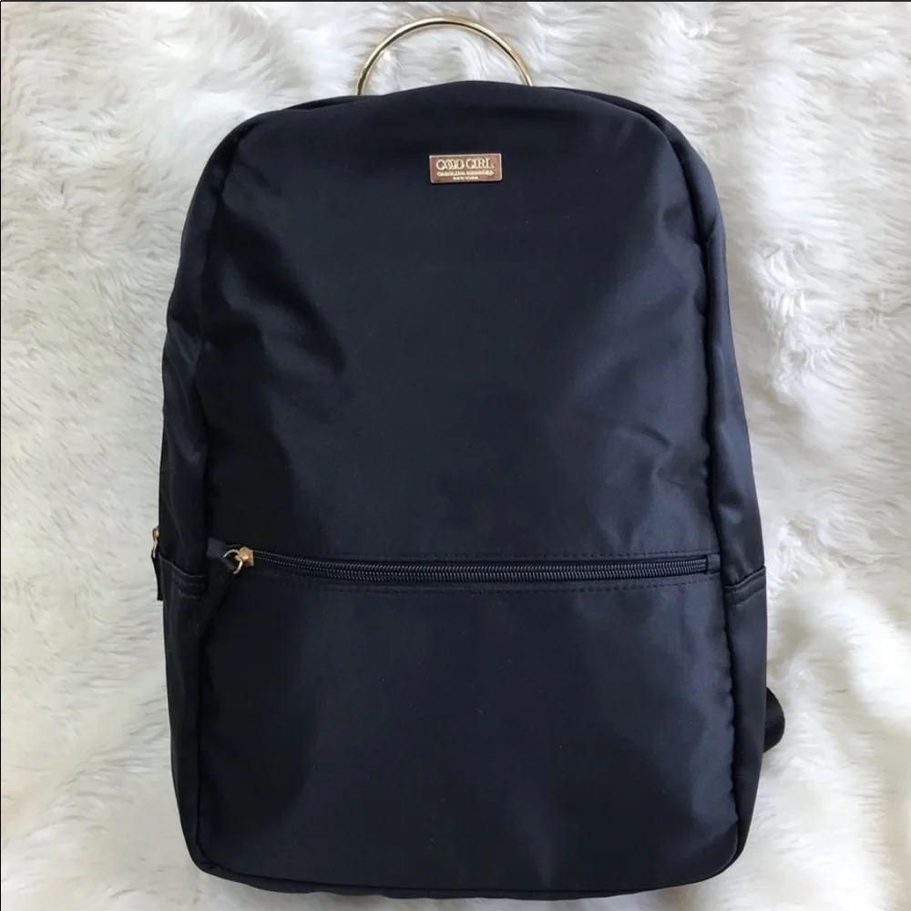Carolina Herrera Good Girl Backpack Black Satin Gold Handle